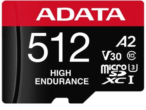 Adata Karta microSD High Endurance 512GB UHS1 U3 V30 A2 100/85MB/s + Adapter ADATA
