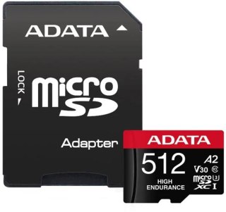 Adata Karta microSD High Endurance 512GB UHS1 U3 V30 A2 100/85MB/s + Adapter ADATA