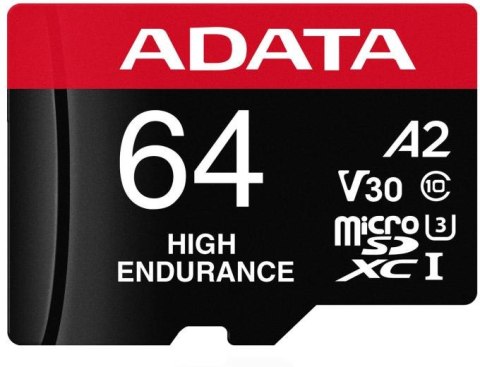 Adata Karta microSD High Endurance 64GB UHS1 U3 V30 A2 100/80MB/s + Adapter ADATA