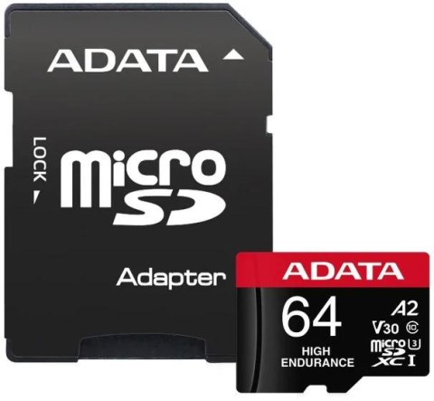 Adata Karta microSD High Endurance 64GB UHS1 U3 V30 A2 100/80MB/s + Adapter ADATA