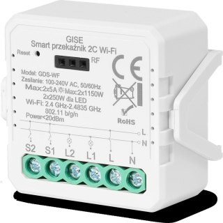 GISE Smart Podwójny moduł przekaźnikowy WiFi | Tuya | GDS-WF GISE