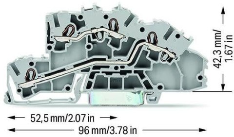 Złączka szynowa WAGO 2‑piętrowa 2,5mm2 L/L szara 2003‑7642 TOPJOBS 50szt WAGO