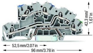Złączka szynowa WAGO 3‑pietrowa 4mm2 N/L/PE szara 2003‑7646 TOPJOBS 50szt WAGO