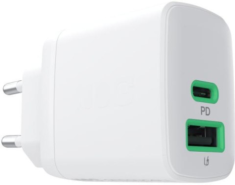 ŁADOWARKA SIECIOWA Greencell PowerSource Duo30 30W 1xUSB-C 1xUSB-A PD 3.0 QC 4.0+ biała GREEN CELL