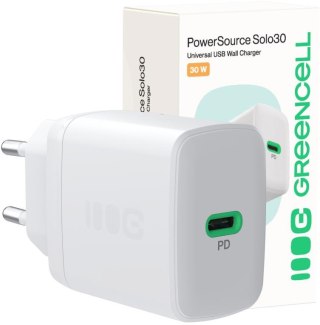 ŁADOWARKA SIECIOWA Greencell PowerSource Solo30 30W 1xUSB-C PD 3.0 QC 4.0+ biała GREEN CELL