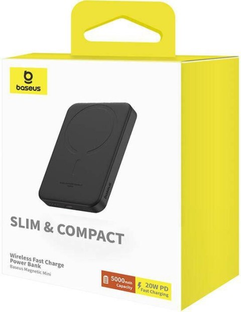 Powerbank Baseus Magnetic Mini P10022107113-00 5000mAh 20W PD INDUKCYJNE Qi USB-C KABEL USB-C BASEUS