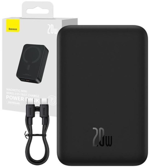 Powerbank Baseus Magnetic Mini PPCX150001 20000mAh 20W PD ŁADOWANIE INDUKCYJNE Qi USB-C KABEL USB-C BASEUS