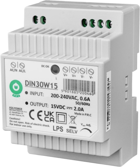Zasilacz POS DIN30W15 EURA
