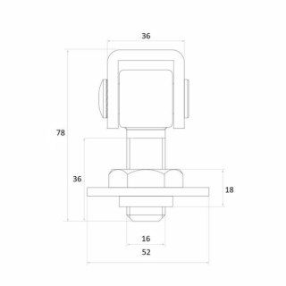 Zawias PSG 61.012 do wspawania - gwint M16 (regulowany) PSG