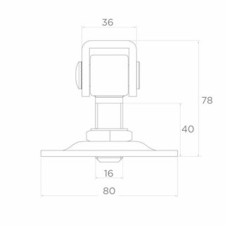 Zawias PSG 61.018 z szyldem 80x80x3mm - gwint M16 (regulowany) PSG