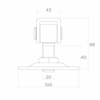 Zawias PSG 61.019 z szyldem 100x100x4mm - gwint M20 (regulowany) PSG
