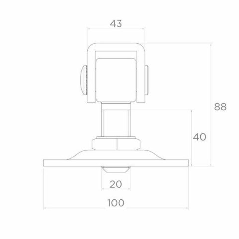 Zawias PSG 61.019 z szyldem 100x100x4mm - gwint M20 (regulowany) PSG