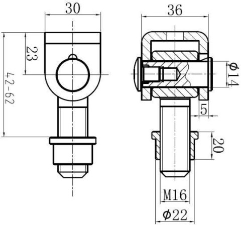 Zawias ocynkowany PSG 61.001.01 do wspawania - gwint M16 (ucho ocynkowane) PSG