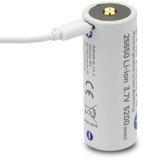 Akumulator 26650 Li-Ion 3,7V everActive 5200mAh micro USB (1 szt.) z zabezpieczeniem EVERACTIVE