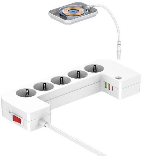 LISTWA ANTYPRZEPIĘCIOWA Z ZABEZPIECZENIEM Energizer 5x SCHUKO 2x USB-A 1x USB-C 2500W 10A KABEL 2M MAGNETIC ENERGIZER
