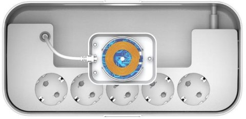 LISTWA ANTYPRZEPIĘCIOWA Z ZABEZPIECZENIEM Energizer 5x SCHUKO 2x USB-A 1x USB-C 2500W 10A KABEL 2M MAGNETIC ENERGIZER