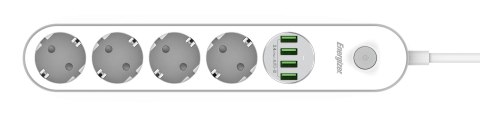 LISTWA ZASILAJĄCA Z WYŁĄCZNIKIEM Energizer 4x SCHUKO 4x USB-A 2500W 10A KABEL 2M ENERGIZER