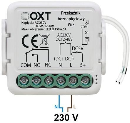 Moduł OXT mini przekaźnik beznapięciowy AC 230V DC 5V 12-48V WiFi TUYA OXT
