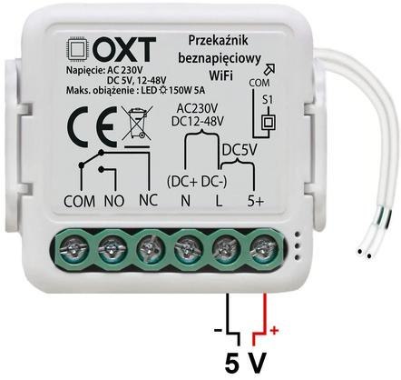 Moduł OXT mini przekaźnik beznapięciowy AC 230V DC 5V 12-48V WiFi TUYA OXT