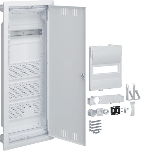 Rozdzielnica hybrydowa podtynkowa, 1 x12modułów, 3x płyta montażowa, 1x gniazdo 230V, HAGER Volta Hybrid VU601PLH HAGER