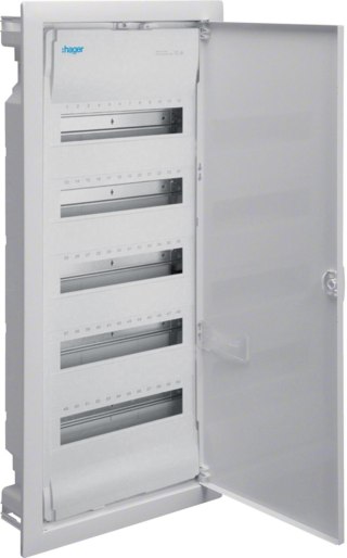 Rozdzielnica podtynkowa z drzwiami metalowymi, 5 rzędów, 60 modułów, IP30, HAGER Volta VU60NC HAGER
