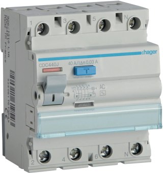 Wyłącznik różnicowoprądowy 3P+N 40A 30mA 6kA AC HAGER CDC440J HAGER