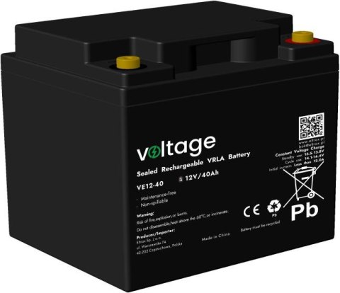 Akumulator AGM Voltage 12V 40Ah VE12-40 (Żywotność 6-9 lat) VOLTAGE
