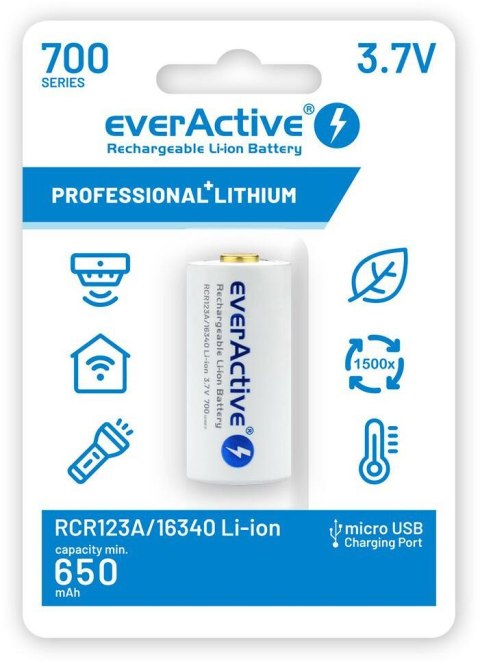 Akumulatorek 16340 / R-CR123 3,7V everActive 700mAh (1 szt.) z zabezpieczeniem EVERACTIVE