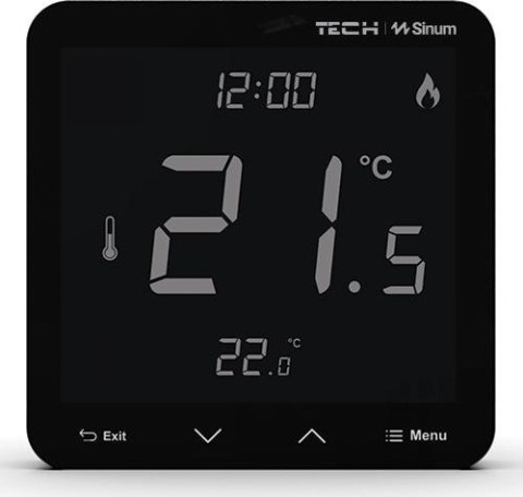 Przewodowy regulator pokojowy sinum czarny R-S3 Tech Sterowniki TECH STEROWNIKI
