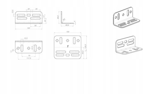 Uniwersalna podstawa pod napędy przesuwne/zestaw 4 kątowników ASM150 SAFE