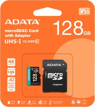 Adata Karta pamięci microSD Premier Pro 128 GB UHS1 U3 V30 A2 + adapter ADATA