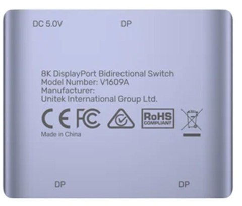 Unitek Dwukierunkowy przełącznik DP 1.4 8K 2-na-1 UNITEK