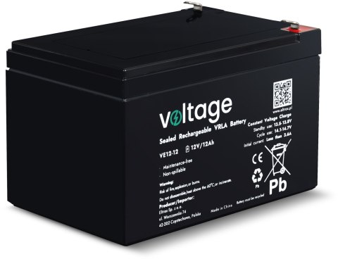 Akumulator AGM Voltage 12V 12Ah VE12-12 (Żywotność 6-9 lat) VOLTAGE