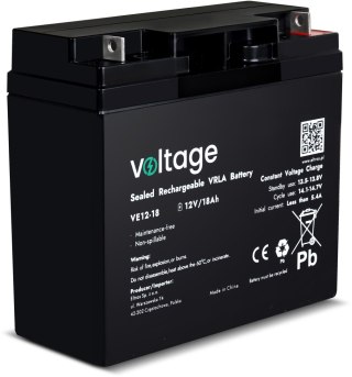 Akumulator AGM Voltage 12V 18Ah VE12-18 (Żywotność 6-9 lat) VOLTAGE