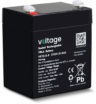 Akumulator AGM Voltage 12V 5Ah VE12-5.0 (Żywotność 6-9 lat) VOLTAGE