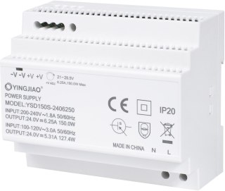 ZASILACZ IMPULSOWY NA SZYNĘ DIN YINGJIAO YSD150S-24006250 24V/150W/6,25A YINGJIAO