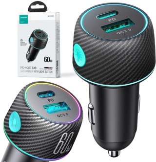 Ładowarka samochodowa Joyroom JR-CCN01 60W 3.0A PD 3.0 QC 3.0 1x USB-A 1x USB-C JOYROOM