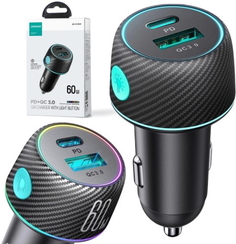 Ładowarka samochodowa Joyroom JR-CCN01 60W 3.0A PD 3.0 QC 3.0 1x USB-A 1x USB-C JOYROOM