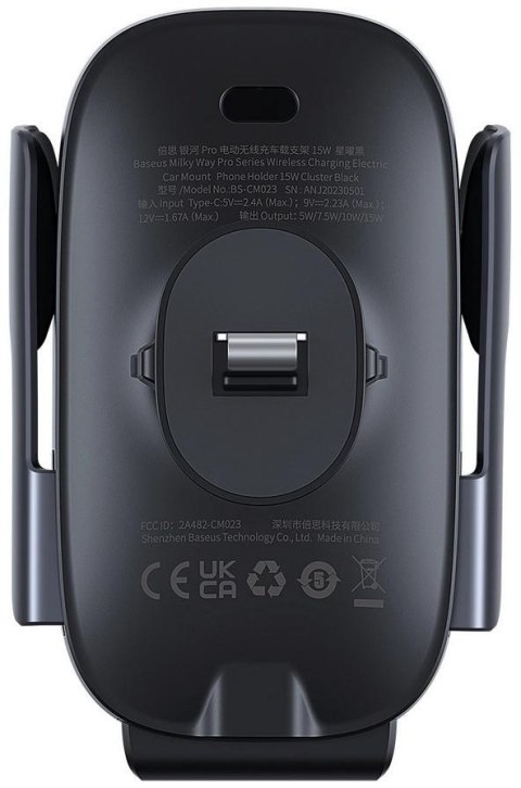 UCHWYT SAMOCHODOWY ŁADOWARKA INDUKCYJNA Baseus Milky Way Pro BS-CM023 Qi 15W NA KRATKĘ CZARNY BASEUS