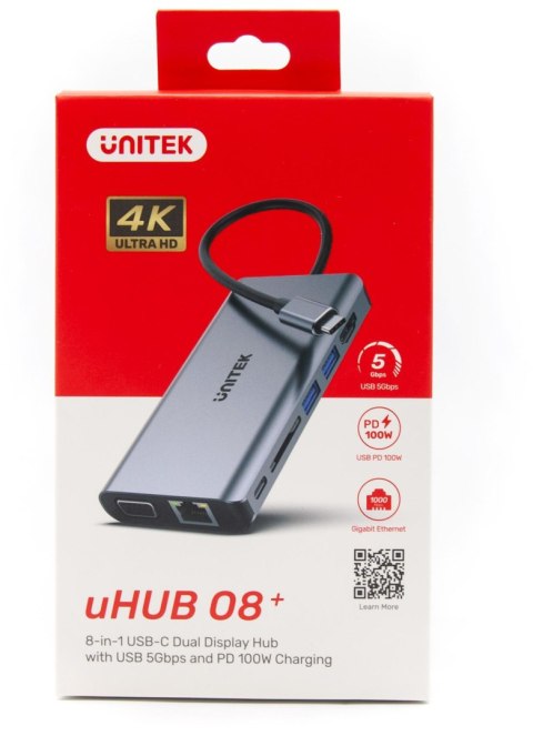 Unitek D1019B Hub USB-C 3.1 8w1 z Power Delivery 100W UNITEK