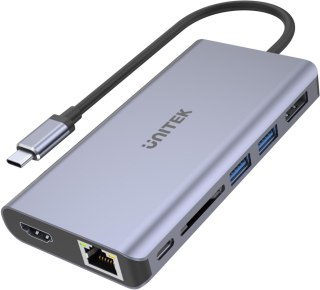 Adapter Unitek D1056A Hub USB-C 2x USB 3.1 HDMI DP RJ45 czytnikSD UNITEK