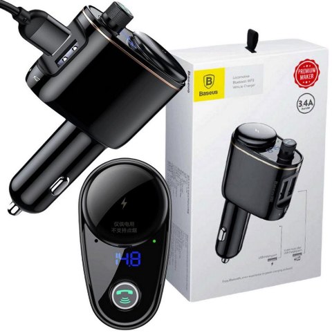 TRANSMITER FM ŁADOWARKA SAMOCHODOWA Baseus Enjoy S-06 3.4A 2x USB-A BT 4.2 BASEUS