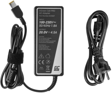 ZASILACZ ŁADOWARKA DO LAPTOPA LENOVO Green Cell PRO AD39AP 20V 4,5A 90W Slim Tip GREEN CELL