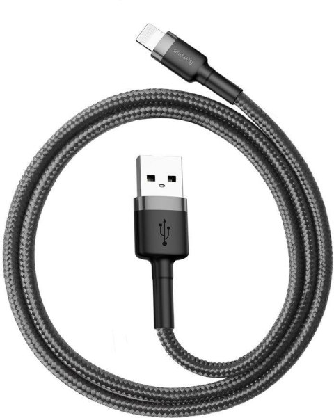 KABEL USB-A / Lightning iPhone Baseus Cafule CALKLF-AG1 50cm Apple 2.4A CZARNO-SZARY W OPLOCIE BASEUS