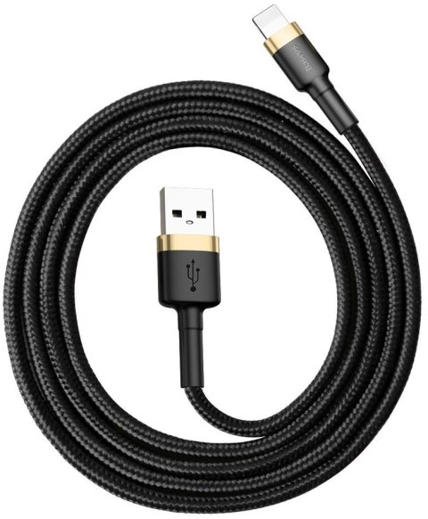 KABEL USB-A / Lightning iPhone Baseus Cafule CALKLF-BV1 100cm Apple 2.4A CZARNO-ZŁOTY W OPLOCIE BASEUS