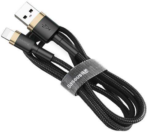 KABEL USB-A / Lightning iPhone Baseus Cafule CALKLF-BV1 100cm Apple 2.4A CZARNO-ZŁOTY W OPLOCIE BASEUS