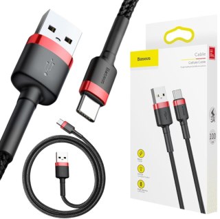 KABEL USB-A / USB-C Baseus Cafule CATKLF-B91 100cm 3A QC 3.0 CZARNO-CZERWONY W OPLOCIE BASEUS