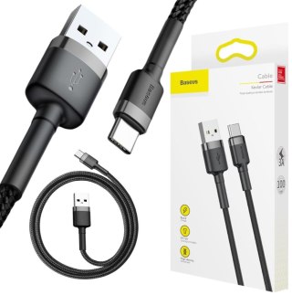 KABEL USB-A / USB-C Baseus Cafule CATKLF-BG1 100cm 3A QC 3.0 CZARNO-SZARY W NYLONOWYM OPLOCIE BASEUS