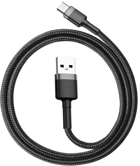 KABEL USB-A / USB-C Baseus Cafule CATKLF-BG1 100cm 3A QC 3.0 CZARNO-SZARY W NYLONOWYM OPLOCIE BASEUS