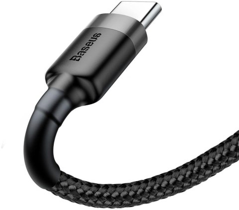 KABEL USB-A / USB-C Baseus Cafule CATKLF-BG1 100cm 3A QC 3.0 CZARNO-SZARY W NYLONOWYM OPLOCIE BASEUS